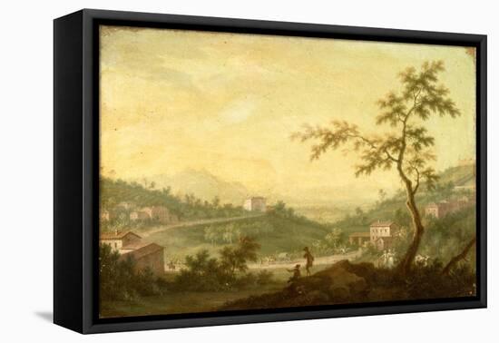 The Road from Mondovi, Cuneo in the Distance-Giuseppe Zocchi-Framed Stretched Canvas