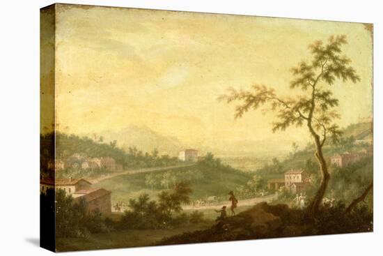 The Road from Mondovi, Cuneo in the Distance-Giuseppe Zocchi-Stretched Canvas