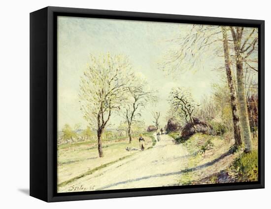 The Road from Veneux to Moret on a Spring Day, 1886-Alfred Sisley-Framed Stretched Canvas