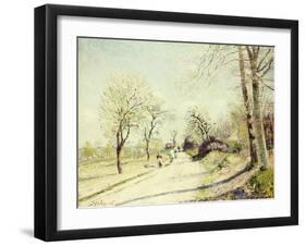 The Road from Veneux to Moret on a Spring Day, 1886-Alfred Sisley-Framed Giclee Print