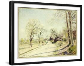 The Road from Veneux to Moret on a Spring Day, 1886-Alfred Sisley-Framed Giclee Print