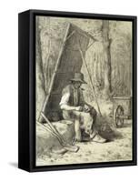 The Road Mender-Jean-François Millet-Framed Stretched Canvas