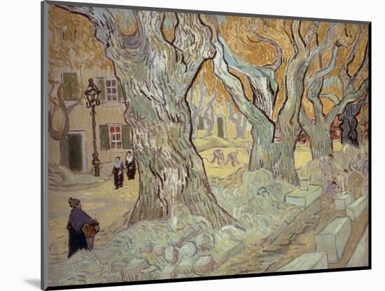 The Road Menders at Saint-R?, or Large Plane Trees, 1889-Vincent van Gogh-Mounted Giclee Print