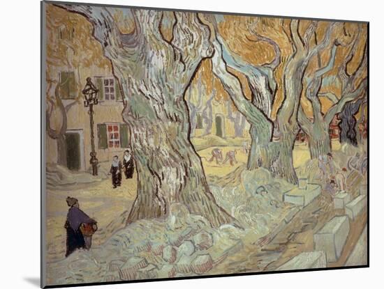 The Road Menders at Saint-R?, or Large Plane Trees, 1889-Vincent van Gogh-Mounted Giclee Print