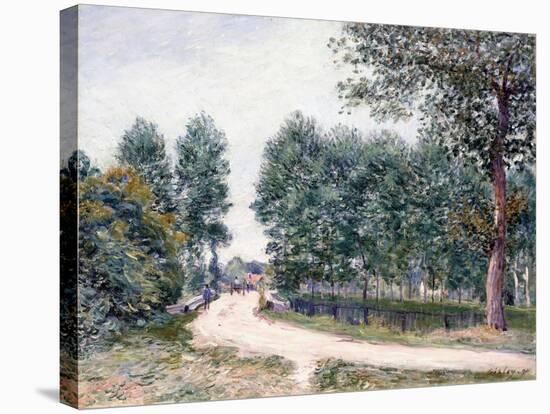 The Road of Saint-Mammes - In the morning (Le Chemin de Saint-Mammes - Le matin). 1890-Alfred Sisley-Stretched Canvas