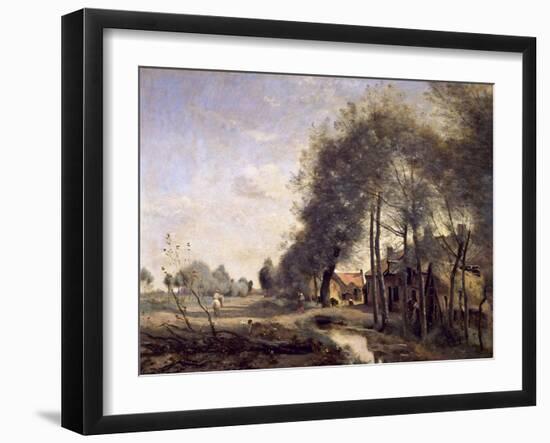 The Road of Sinle-Noble Near Douai, 1873-Jean-Baptiste-Camille Corot-Framed Giclee Print