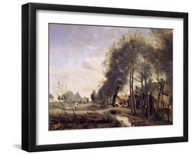 The Road of Sinle-Noble Near Douai, 1873-Jean-Baptiste-Camille Corot-Framed Giclee Print