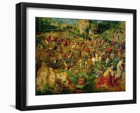 The Road to Calvary, 1564 (Oil on Panel) (Detail of 186439 and 186440)-Pieter Bruegel the Elder-Framed Giclee Print