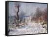 The Road to Giverny, Winter, 1885-Claude Monet-Framed Stretched Canvas