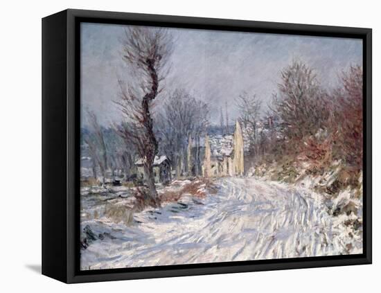 The Road to Giverny, Winter, 1885-Claude Monet-Framed Stretched Canvas