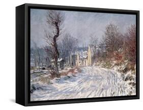 The Road to Giverny, Winter, 1885-Claude Monet-Framed Stretched Canvas