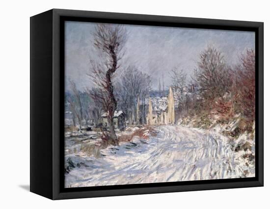 The Road to Giverny, Winter, 1885-Claude Monet-Framed Stretched Canvas