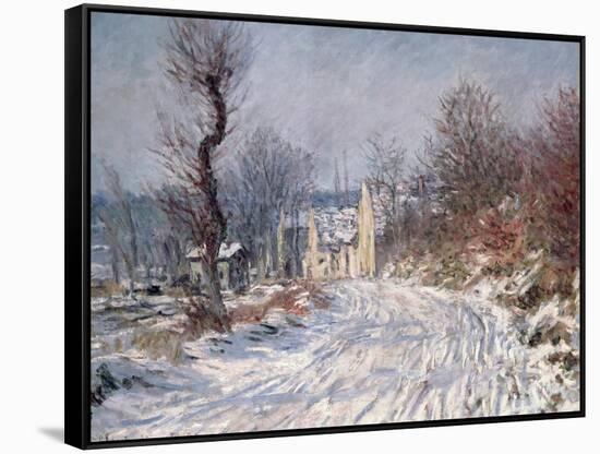 The Road to Giverny, Winter, 1885-Claude Monet-Framed Stretched Canvas