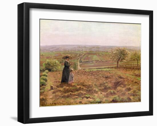 The Road to Rouen, Pontoise, 1872-Camille Pissarro-Framed Giclee Print