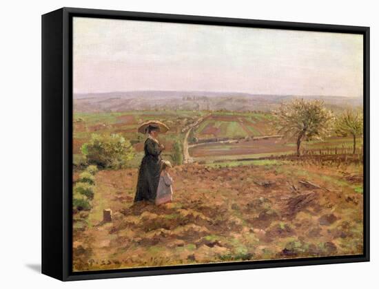 The Road to Rouen, Pontoise, 1872-Camille Pissarro-Framed Stretched Canvas