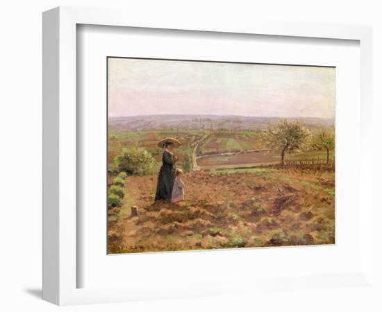 The Road to Rouen, Pontoise, 1872-Camille Pissarro-Framed Giclee Print