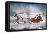 The Road-Winter, 1853-Currier & Ives-Framed Stretched Canvas