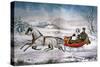 The Road-Winter, 1853-Currier & Ives-Stretched Canvas