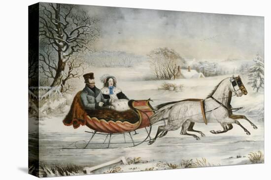 The Road, Winter, 1853-Currier & Ives-Stretched Canvas