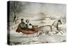 The Road, Winter, 1853-Currier & Ives-Stretched Canvas