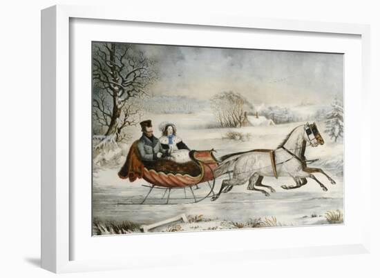 The Road, Winter, 1853-Currier & Ives-Framed Giclee Print