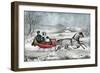 The Road - Winter (Currier and His 2nd Wife, Laura Ormsbee, 1843)-Currier & Ives-Framed Giclee Print