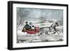 The Road - Winter (Currier and His 2nd Wife, Laura Ormsbee, 1843)-Currier & Ives-Framed Giclee Print