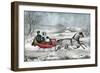 The Road - Winter (Currier and His 2nd Wife, Laura Ormsbee, 1843)-Currier & Ives-Framed Premium Giclee Print