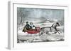 The Road - Winter (Currier and His 2nd Wife, Laura Ormsbee, 1843)-Currier & Ives-Framed Premium Giclee Print