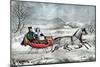 The Road - Winter (Currier and His 2nd Wife, Laura Ormsbee, 1843)-Currier & Ives-Mounted Premium Giclee Print