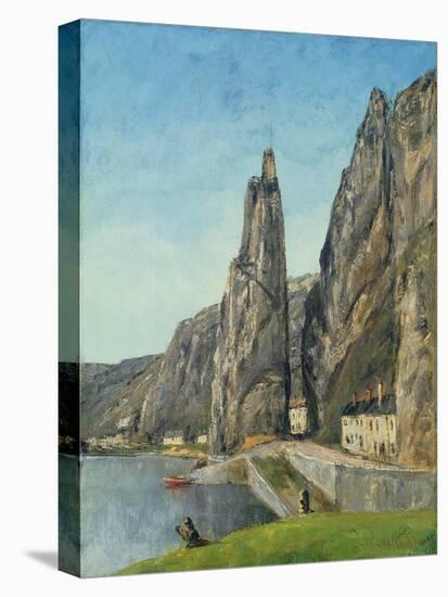 The Rock at Bayard, Dinant, Belgium, C.1856-Gustave Courbet-Stretched Canvas