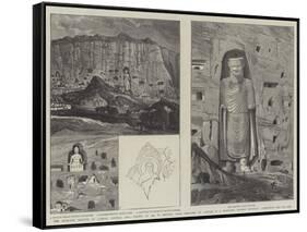 The Rock-Cut Statues of Bamian, Central Asia-William 'Crimea' Simpson-Framed Stretched Canvas