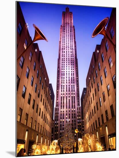 The Rockefeller Center with Christmas Decoration at Nightfall-Philippe Hugonnard-Mounted Photographic Print