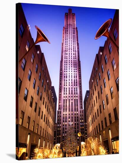 The Rockefeller Center with Christmas Decoration at Nightfall-Philippe Hugonnard-Stretched Canvas