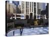 The Rockefeller Center with Famous Ice Rink in the Plaza, Manhattan, New York City, USA-Amanda Hall-Stretched Canvas