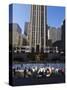 The Rockefeller Center with Ice Rink in the Plaza, Manhattan, New York City, USA-Amanda Hall-Stretched Canvas