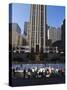 The Rockefeller Center with Ice Rink in the Plaza, Manhattan, New York City, USA-Amanda Hall-Stretched Canvas