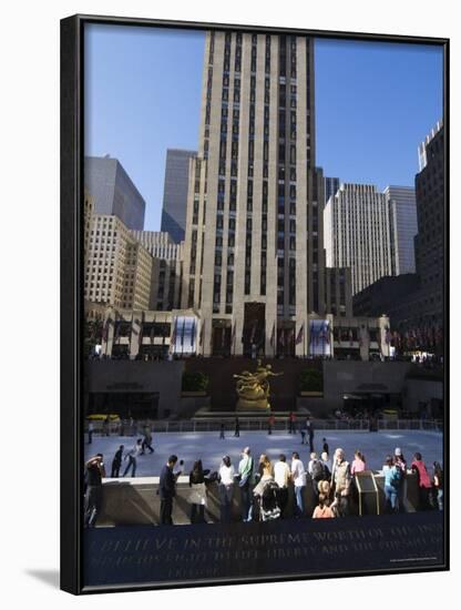 The Rockefeller Center with Ice Rink in the Plaza, Manhattan, New York City, USA-Amanda Hall-Framed Photographic Print