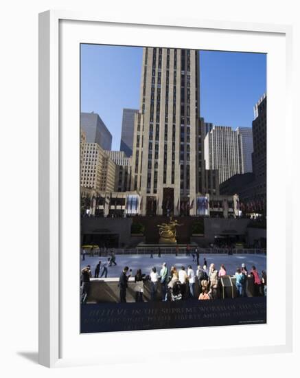 The Rockefeller Center with Ice Rink in the Plaza, Manhattan, New York City, USA-Amanda Hall-Framed Photographic Print