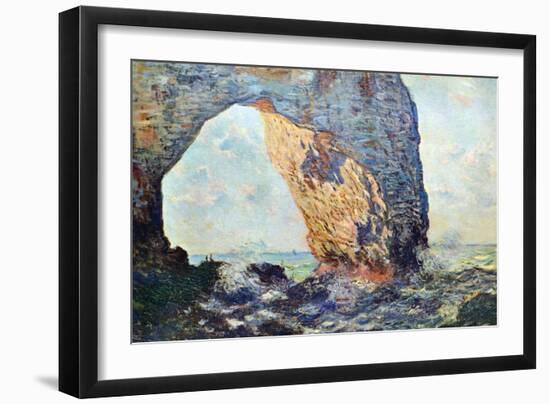 The Rocky Cliffs of ?retat (La Porte Man)-Claude Monet-Framed Art Print