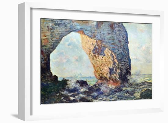 The Rocky Cliffs of ?retat (La Porte Man)-Claude Monet-Framed Art Print