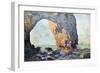 The Rocky Cliffs of ?retat (La Porte Man)-Claude Monet-Framed Art Print