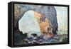 The Rocky Cliffs of ?retat (La Porte Man)-Claude Monet-Framed Stretched Canvas