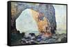 The Rocky Cliffs of ?retat (La Porte Man)-Claude Monet-Framed Stretched Canvas