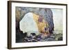 The Rocky Cliffs of ?retat (La Porte Man)-Claude Monet-Framed Art Print