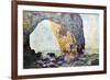 The Rocky Cliffs of ?retat (La Porte Man)-Claude Monet-Framed Art Print