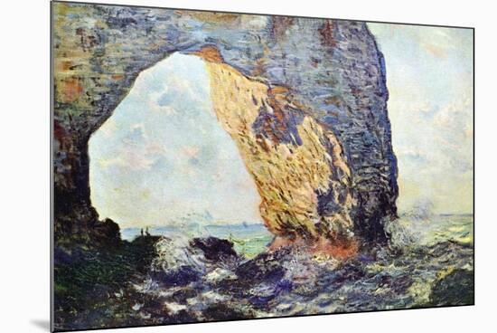 The Rocky Cliffs of ?retat (La Porte Man)-Claude Monet-Mounted Art Print