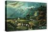 The Rocky Mountains: Emigrants Crossing the Plains, 1866-Currier & Ives-Stretched Canvas