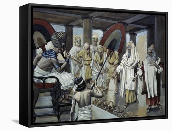 The Rod of Aaron Devours the Other Rods-James Tissot-Framed Stretched Canvas