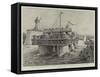 The Roller Steamer Ernest Bazin Leaving Havre on a Trial Trip-Henri Lanos-Framed Stretched Canvas